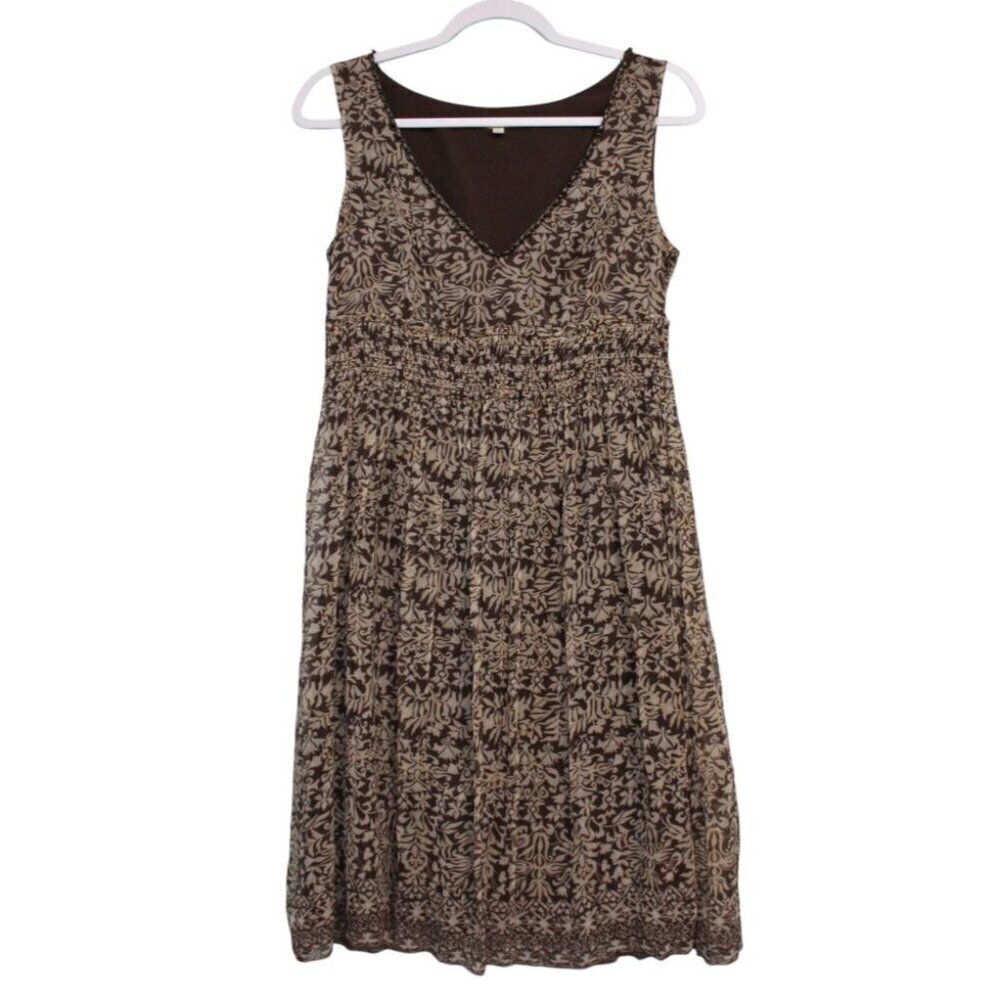 Gianni Bini Dress Size 4 100% Silk Beaded Smocked Boho Floral Party Chiffon - Picture 1 of 13